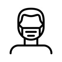 vector illustration of man using surgical mask icon