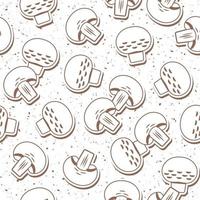 Seamless monochrome pattern with mushrooms in simple style. Elements like stickers of champignon slices. Good for branding, decoration of food package, cover design, decorative print, background vector