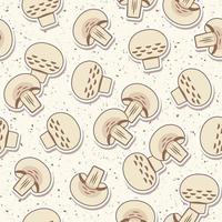 Seamless pattern with mushrooms in simple style. Elements like stickers of champignon slices. Good for branding, decoration of food package, cover design, decorative print, background vector