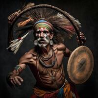 bhoot kola dance of a man on black background photo