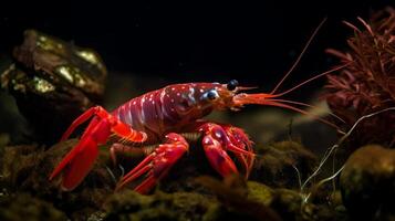 maravilloso asombroso vibrante camarón en el mar generativo ai foto
