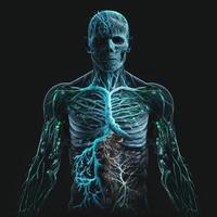 Human body internal structure transparent glowing image photo