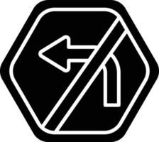 Vector Design No Left Turn Icon Style