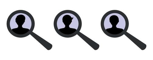 Set of male avatar icons with magnifying glass vector