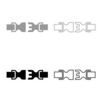 Buckle fastener clasp furniture for clothes system of fast snap join for backpack bag opened set icon grey black color vector illustration image solid fill outline contour line thin flat style