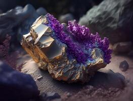 hermosa púrpura amatista natural piedra preciosa generativo ai tecnología foto