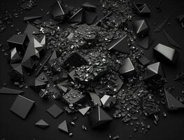 Abstract black geometric background Various triangles shapes Flat lay created with technology photo