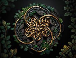 Ethnic celtic ornaments Esoteric vegetal background created with technology photo