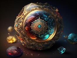 Fractal mandala Sacred geometry background created with technology photo