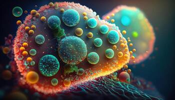 Bacteria and virus cells World under the microscope created with technology photo