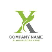 Letter X leaf initial logo vector