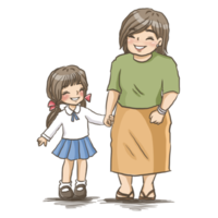 Familie Elternteil Kind Karikatur Gekritzel kawaii Anime Färbung Seite süß Illustration Zeichnung Clip Kunst Charakter Chibi Manga Comic png