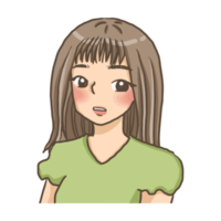 donna profilo cartone animato scarabocchio kawaii anime colorazione pagina carino illustrazione disegno clip arte personaggio chibi manga comico png