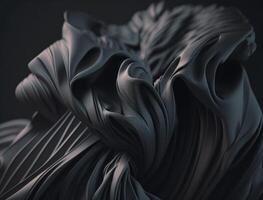 Lines and folds of fabric in dark metallic tones created with technology photo
