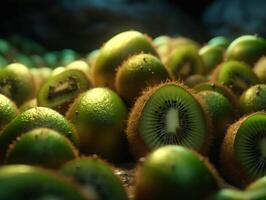 Beautiful organic background of freshly picked kiwi created with technology photo