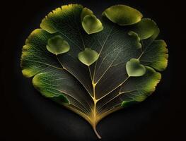 verde corazón hecho por gingko biloba hojas ambiental proteccion concepto creado con generativo ai tecnología foto