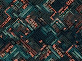Dark abstract geometric grid pattern Seamless background created with technology photo