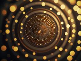 Concentric golden rings shapes Abstract geometric background created with technology photo
