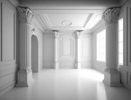 Empty white room interior created with technology photo