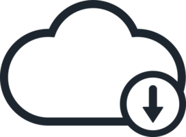 Cloud icon and arrow down symbol. png