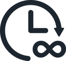 Clock icon and infinity symbol, Analog clock. png