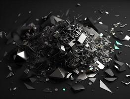 Abstract black geometric background Various shapes Flat lay created with technology photo
