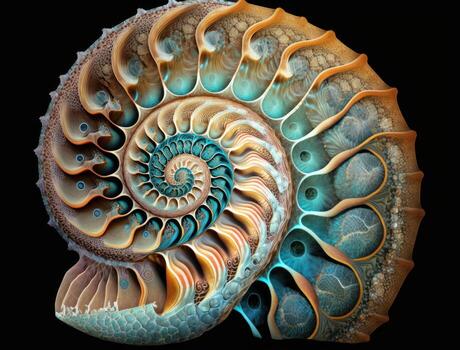 Ammonite fossil background created with technology photo