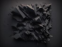 Abstract dark black various paper shapes background created with technology photo