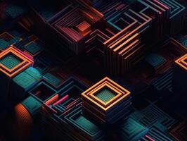 Dark abstract geometric grid pattern Seamless background created with technology photo