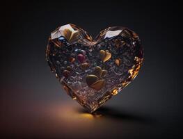Realistic translucent heart shaped crystal zircon, natural gemstone technology photo