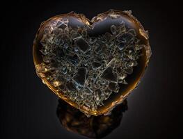 Realistic translucent heart shaped crystal zircon, natural gemstone technology photo