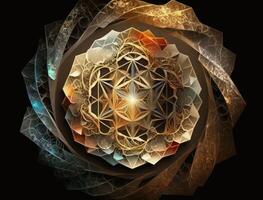 Fractal mandala Sacred geometry background created with technology photo