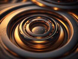 Concentric golden rings shapes Abstract geometric background created with technology photo