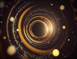 Concentric golden rings shapes Abstract geometric background created with technology photo