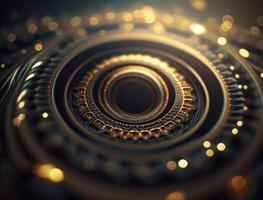 Concentric golden rings shapes Abstract geometric background created with technology photo