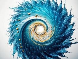 Radial spiral water splash background created with technology photo