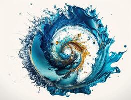 Radial spiral water splash background created with technology photo