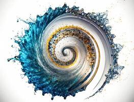 Radial spiral water splash background created with technology photo