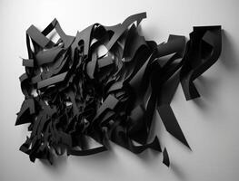 Abstract dark black various paper shapes background created with technology photo