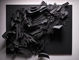 Abstract dark black various paper shapes background created with technology photo