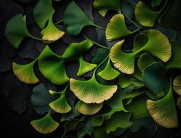 Ginkgo biloba green leaves background created with technology photo