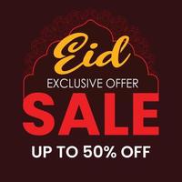 Exclusive sale offer. Eid sale poster template design vector