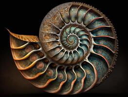 Ammonite fossil background created with technology photo