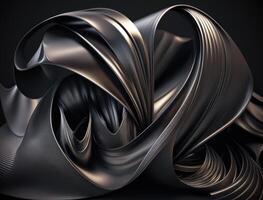 Lines and folds of fabric in dark metallic tones created with technology photo