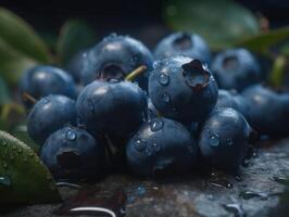 Beautiful organic background of freshly picked blueberry created with technology photo