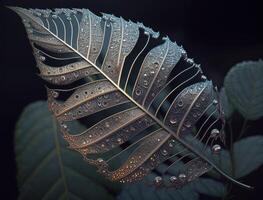 Abstract dark black leaf skeleton background created with technology photo