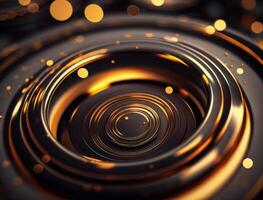 Concentric golden rings shapes Abstract geometric background created with technology photo