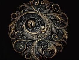 Royal vintage Victorian Gothic background Rococo venzel and whorl created with technology photo