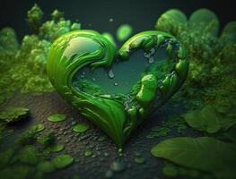 Green heart that represents environmental protection created with technology photo