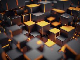 3D Futuristic cubes background Abstract geometric mosaic Square tiles pattern created with technology photo